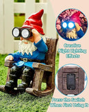Solar Garden Gnome Statues Resin Gnome Figurines Sitting on Rocking Chair Outdoor Telescope Gnome Gifts for Yard, Patio Decor Gift by CozyNest Decor