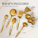 Gold Cooking Utensils with Measuring Cups and Spoons Set - 13-Piece Luxury Gold Kitchen Accessories Includes Metal Measuring Cups and Spoons for Baking, Cooking, and Elegant Kitchen Decor by CozyNest Decor