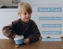No Spill Silicone Toddler Snack Containers, Detachable Silicone Flap for Filling&Cleaning, Crumb-Free Hard Plastic Screw Travel Lid, Ultra-Soft for Baby Kids Hand In-Out, Snack Cup Holder 12 oz by TinyTreasures Baby Boutique