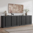 Buffet Cabinet with Storage, 120" Fluted Coffee Bar with 8 Drawers & 4 Doors, Modern Sideboard Buffet with Solid Wood Handle, Credenza Storage Cabinet for Living Room Kitchen Dining Room, Black(2PCS) by CozyNest Decor