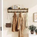 BAMEOS Coat Rack Wall Mount, Large Wooden Coat Hooks with Shelf, 35" L, 7 Dual Metal Hooks for Entryway, Bathroom, Kitchen, Living Room, Bedroom by CozyNest Decor