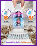 Electric Spin Scrubber, Cordless Shower Scrubber Rotary Floor Brushes & Pad Drivers with 6 Brush Heads - 2H Dual Speed, IPX7 Waterproof Extension Handle for Bathroom Tile Car Cleaning (White) by CozyNest Decor