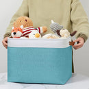 DULLEMELO Large Closet Storage Baskets Canvas Storage Baskets for Organizing 2 Pack Collapsible Home Organizer With Handles (White&Teal) by TinyTreasures Baby Boutique