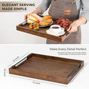 Axeman Wooden Serving Tray with Metal Handles|Ottoman Tray for Breakfast, Bed, Couch|17x13in Ash Wood Coffee Table Trays|Food Drinks Decorative Storage Boards for Ottoman Kitchen, Walnut by CozyNest Decor