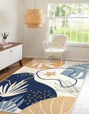 Lahome Rug for Living Room - 5x7 Area Rug Washable Non-Slip Bedroom Carpet Ultra-Thin Throw Cute Soft Kids Nursery Rug, Boho Botanical Print Stain Resistant Indoor Rugs for Dorm Entryway Office by TinyTreasures Baby Boutique
