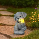 Solar Puppy Dog Garden Decor - Cute Pet Memorial Statue, Auto On/Off LED Light, Weatherproof Resin for Yard Pathway & Dog Lover Gifts by CozyNest Decor