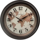 CLXEAST 18 Inch Illuminated Wall Clock with Smart LED Light Sensor, Large Modern World Map Wall Clocks for Living Room Decor,Oil Rubbed Bronze,Unique House Warming Gifts by CozyNest Decor