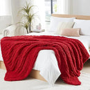 L'AGRATY Chunky Knit Throw: 72''x84'' Chenille Blanket for Bed Couch - Handmade Thick Big Cable Knit - Large Crochet Rope for Home Decor (Red) by CozyNest Decor
