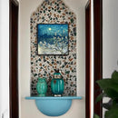 Framed Wall Art Bathroom Décor Modern Floral Tree Canvas Picture Plum Blossom Starry Night Flower Canvas Print Abstract Lake Blue Teal Yellow Painting for Modern Living Room Bedroom Office Décor Small by CozyNest Decor
