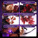 SHareconn 2 Pcs 6FT Halloween Garland with Purple Lights Battery Operated and Timer, Pre-Lit Black Red Maple Leaves Lighted Garland Decorations for Fireplace Mantle Centerpiece Indoor Outdoor Decor by CozyNest Decor