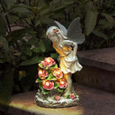 Garden Figurines Angel Garden Statue Outdoor Decor, Solar Powered Resin Sculpture with 5 LEDs Art Decoration for Patio Lawn Yard Porch, Ornament Housewarming Garden Gift, 12.8 x 7.5 x 6.1 Inch by GreenHaven Gardens