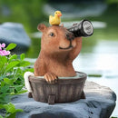 Capybara Solar Garden Statue – Funny Outdoor Resin Animal Decor with Flashlight & Duck – Waterproof Yard Lawn Ornament with LED Light – Solar Powered Figurine for Patio, Porch, Landscape by CozyNest Decor