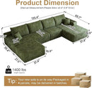 108" Sectional Couches for Living Room Modern Modular Sofa with L-Shape Couchs Upholstered Boneless Couch Deep Seat Sectional Couch with Chaise (Green, Right Facing Chaise+3Seaters+Ottoman) by CozyNest Decor