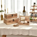Wooden Box Set of 3 - Rustic Farmhouse Decorative Boxes with Hinged Lid and Carved Design by TinyTreasures Baby Boutique