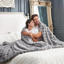 Cozy Bliss Faux Fur Throw Blanket for Couch, Fuzzy Soft Plush Thick Bubble Blanket for Sofa Bedroom Living Room, 90 * 90 Inches Light Grey by CozyNest Decor