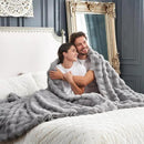 Cozy Bliss Faux Fur Throw Blanket for Couch, Fuzzy Soft Plush Thick Bubble Blanket for Sofa Bedroom Living Room, 108 * 90 Inches Light Grey by CozyNest Decor