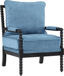 DUHOME Linen Fabric Spindle Accent Chair with Wood Frame,Modern Accent Spool Chairs with Padded Spring Seat and Brushed Blue Base for Living Room Bedroom Farmhouse Home Office Belcony by CozyNest Decor