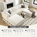 118" Cloud Couch Modular Sectional Sofa for Living Room,Modern Sofa with Deep Seat，U-Shape Boneless Couch with 2 Ottoman,Comfy Upholstered Corduroy Couches for Apartment, Studio, Office,Bedroom，White by CozyNest Decor