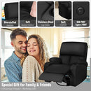 Rocking Recliner Chair, Massage Rocker Recliner Chair with Vibration Massage and Heat, USB and Type-C Ports,360° Swivel Faux Leather Chairs, Living Room, Bedroom, Nursery, RV, Black by TinyTreasures Baby Boutique