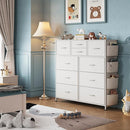 WLIVE White Dresser for Bedroom with 10 Drawers, Chest of Drawers with Side Pockets and Hooks, PU Storage Dresser, Sturdy Metal Frame, Drawers Organizer Unit for Living Room, Hallway, Closet by TinyTreasures Baby Boutique