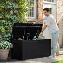 Greesum 120 Gallon Deck Box, Resin Outdoor Storage Container for Patio Furniture, Garden Tools, Pool Accessories, Weatherproof, Lockable, Black by GreenHaven Gardens