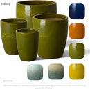 Emissary Bullet 18 in. Green Ceramic Round Planter (18 in. L x 18 in. W x 21 in. H) with Drainage Hole by CozyNest Decor