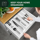 ROYAL CRAFT WOOD Luxury Bamboo Kitchen Drawer Organizer - Silverware Organizer - Utensil Holder and Cutlery Tray with Grooved Drawer Dividers for Flatware and Kitchen Utensils (5 Slot, White) by CozyNest Decor