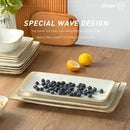 famiware Serving Platter, Rectangular 15.67/14.1/12.6inch Serving Dishes for Entertaining, Microwave Dishwasher Safe, Stoneware Serving Trays for Party, Turkey, Cheese, Ocean Series, Vanilla White by CozyNest Decor