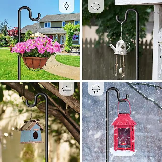 76" Shepherds Hooks for Outdoor, Extra Thick Bird Feeder Pole with 5 Prong Base, Adjustable Shepards Hook for Garden, Weddings, Hanging Plant, photo 6 of 7