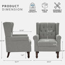 Lumibee High Back Accent Chair,Upholstered Wingback Armchair with Solid Wood Legs for Small Spaces,Comfy Single Sofa Chair for Living Room,Bedroom,Office-Light Gray by CozyNest Decor