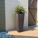 JUMMICO Set of 2 Resin Rattan Tall Planters for Outdoor Plants, Large Tapered Planters with Drainage Holes&Inner Trays, Flower Pots for Garden, Patio, Porch, Backyard (Brown, 32'') by CozyNest Decor
