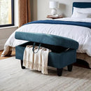 Ottoman Rectangular Storage Ottoman Bench, Flannel Footrest Stool Footstool with Lid for Living Room, Bedroom, Entryway, Lake Blue, 28.5"x19"x17.5" by CozyNest Decor