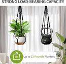 35 Inch Macrame Plant Hanger - Fits 4-13 Inch Pots, Supports Up to 22lbs, Sturdy Hanging Planter Holder for Indoor Outdoor, Boho Home Decor, 2 Pack, Black (POTS NOT Included) by GreenHaven Gardens