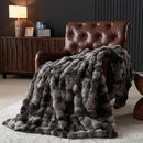 Lotus Karen Faux Fur Blanket Tie-Dye Dark Gray Twin Size - Big Bubble Rabbit Fluff Throw for Couch Small Fluffy Fuzzy Cozy Thick Furry Plush Shaggy Blankets 90x90 Inches by CozyNest Decor