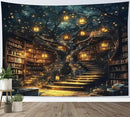 HVEST Fantasy Library Bookshelf Tapestry Wall Hanging Fairytale Tree Magic Bookshelf Tapestry Aesthetic Retro Vintage Tapestries for Bedroom Living Room Dorm, 51L x 59W Inches by CozyNest Decor