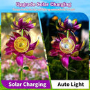 Solar Wind Spinner Outdoor, 63 Inch Metal Wind Spinner Yard Art with Lights - Twin Flower Design Pinwheels for Yard and Garden Decor, Solar Garden Decor by CozyNest Decor