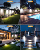 4 Pack Solar Motion Lights Outdoor, Waterproof Fence Lights Solar Powered with 3 Lighting Mode, Cold White LED Step Light for Outside Wall Yard Deck Stairs Garden - Black by GreenHaven Gardens
