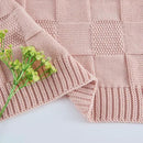 CozeCube Check Knit Throw Blanket, Pink Checkered Throw for Couch, Decorative Christmas Soft Cozy Warm Knitted Blanket for Bed Sofa Living Room, 50"X60" by CozyNest Decor