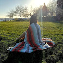 Traditional Handwoven Mexican Blanket, Large Falsa Serape - Soft & Durable - Vibrant Beach, Picnic, Yoga & Camping Mat - Lightweight Boho Throw 70"x50" (Sunset) by CozyNest Decor