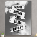 Personalized Father's Day Family Names Street Custom Multi-Name Date of Birth Vintage Street Sign Happy Fathers Day Poster Canvas Wall Art Best Gifts for Dad Husband from Daughter Son Wife Kids