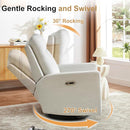 Power Swivel Recliner Chair – Nursery Glider Rocker with USB & Type-C, High Back Reclining Chair for Breastfeeding & Baby Room, Linen Fabric, Beige Grey by TinyTreasures Baby Boutique