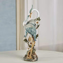 Devoted Cranes Table Sculpture Teal - Made of Resin Coastal Crane Shorebirds - Glitter Accents - Bird Statue - Flowers, Vining Leaves Base - Measures 5 Inches Wide, 16 Inches High by CozyNest Decor