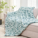 Ultra Soft Luxury Faux Fur Throw Blanket for Counch,Fuzzy Fluffy Plush Warm Cozy Elegant Wrinkled Blanket for Sofa Bedroom Living Room,（50"x60",Tie-dye Freshwater Blue） by CozyNest Decor