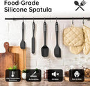 Barsone 4-Piece Silicone Spatula Set（ Heat Resistant 446°F Food Grade BPA Free, Nonstick Cookware Safe Dishwasher Safe Kitchen Tools for Baking, Cooking, Stirring, Black） by CozyNest Decor