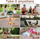 Striped Picnic Blanket Waterproof & Sand Proof, 5-Layer Beach Blanket Portable with Carry Strap, Extra Large Foldable Picnic Rug Machine Washable for Camping Party,Wet Grass,Kids Playground by TinyTreasures Baby Boutique