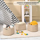 Small Storage Baskets for Shelves Organizing, Woven Cotton Rope Baskets for Storage, Book Basket, Decorative Shelf Basket, 12.5"Lx9.1''Wx7.9''H (4 Packs) Brown by CozyNest Decor