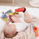 The Peanutshell Sock Rattles Set of 5 - Girl Boy Rattle Socks, Baby Toys 0-6-12 Month, Animal Newborn High Contrast Baby, Infant, Newborn Toys 0-3 0-6 Months Old Babies - Safari by TinyTreasures Baby Boutique