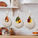 AARAINBOW Boho Wall Hanging Baskets for Kitchen Storage, Fruit Woven Wall Basket 9 Pcs, Hanging Vegetable and Onion Storage with 24 Hooks （White） by CozyNest Decor