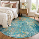 Washable Area Rugs 8ft Non-Slip Modern Abstract Soft for Living Room Entryway Bedroom Nursery, Print Pattern, Teal Blue Green Orange Rust Red Colorful by TinyTreasures Baby Boutique
