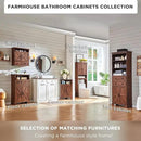 Corner Bathroom Cabinet, Farmhouse Small Cabinet with Barn Door & Adjustable Shelf, Storage Cabinets for Bathroom, Kitchen & Living Room, Brown by CozyNest Decor